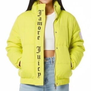 Juicy Couture J’Amore Juicy Onyx Puffer Jacket NWT